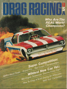 DRAG RACING USA 1972 FEB -MID-ENGINE SIDEWINDER GREMLIN FUNNY CAR